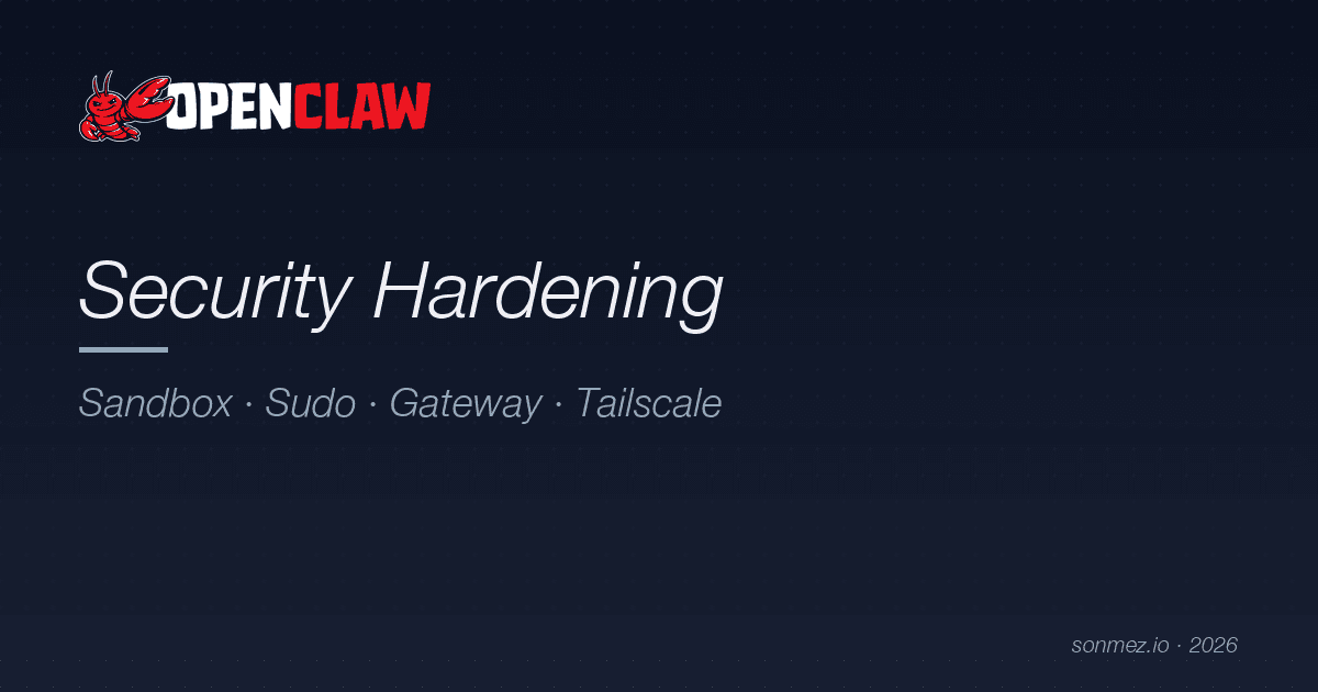 OpenClaw Security Hardening: Sandbox, Sudo, Gateway, Tailscale